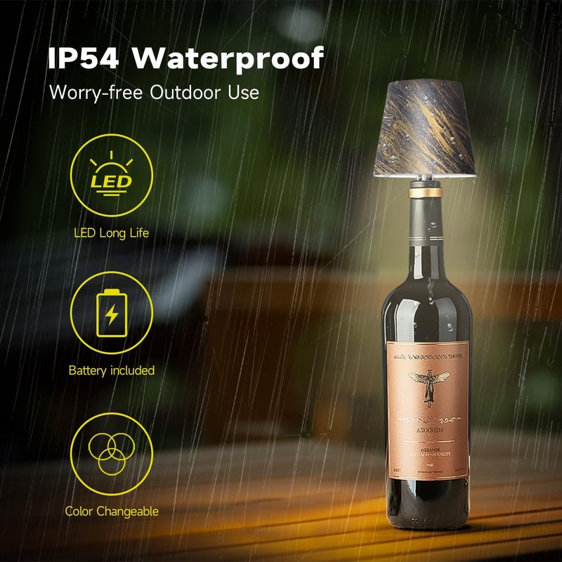 Hoide Store 2025 New Wireless Bottle Lamp - LED Bottle Lights for Liquor & Wine Bottles, Cordless Lampshade, Whiskey Bottle Top Light, Bottle Stopper Night Light Kit, Rechargeable 3-Tone Touch-Dimmable - Image 5